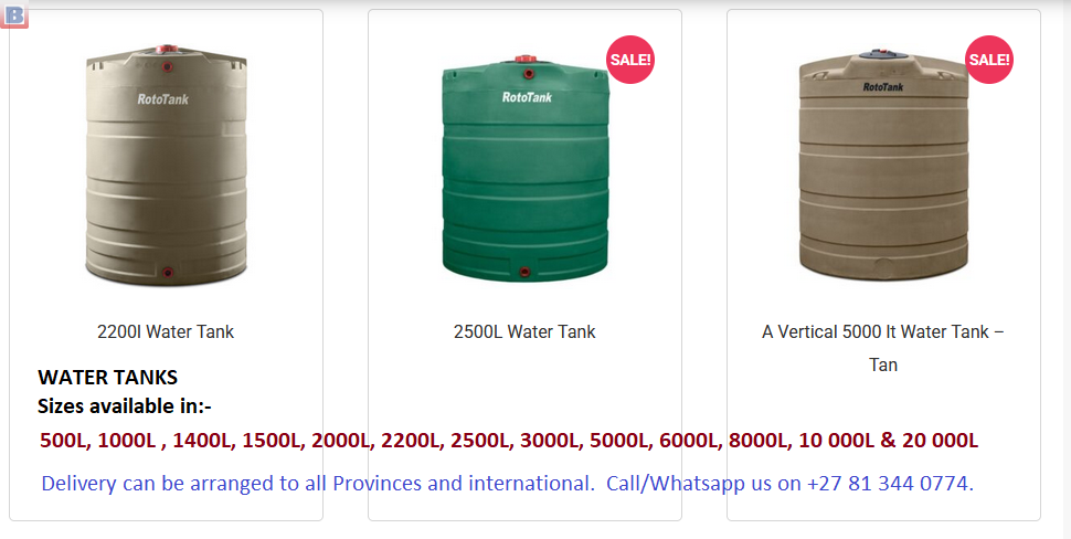 JOJO WATER TANKS FOR SALE
